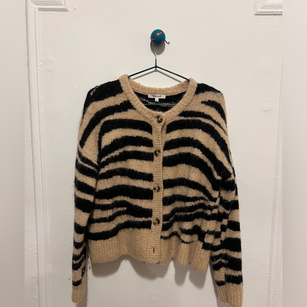 Madewell zebra stripe wool cardigan - super cozy!!